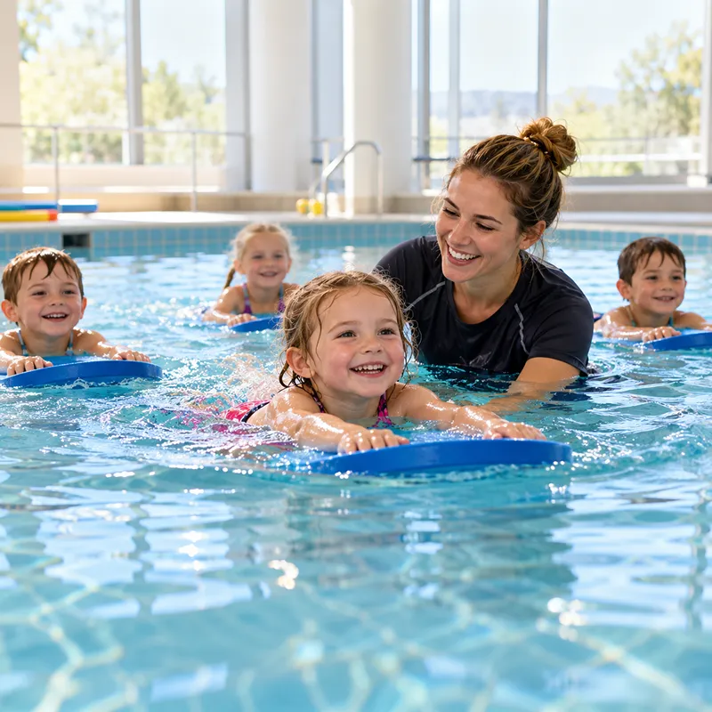 Kinder beim Schwimmkurs an einem therapiefreien Wochenende