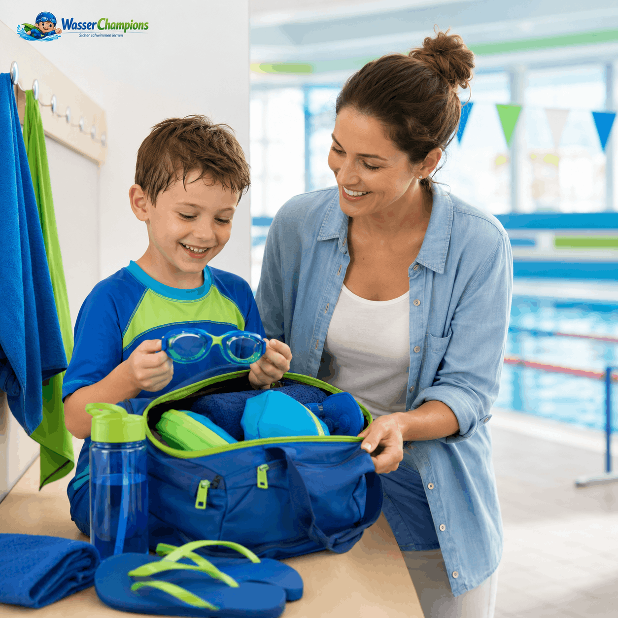 Packliste für den ersten Schwimmkurs eines Kindes