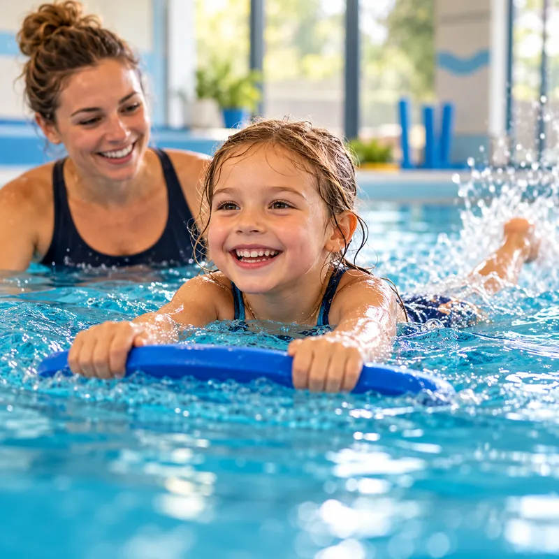 Kind lernt schwimmen im Kinderschwimmkurs – Bad Bertrich