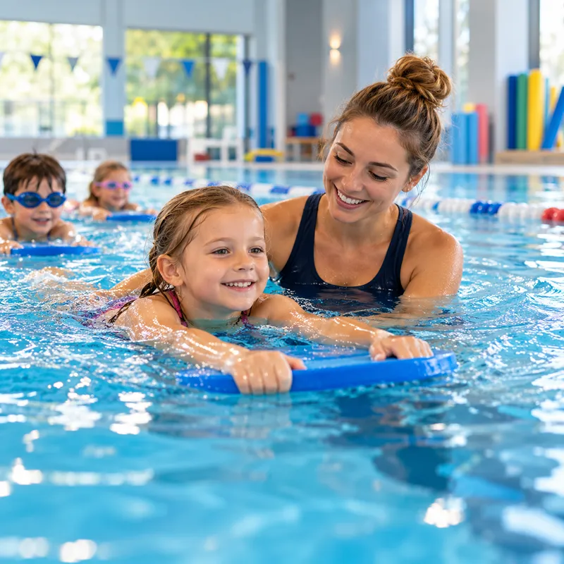 Betreuung eines Kindes bei einer Übung im Wasser – Ahrensburg